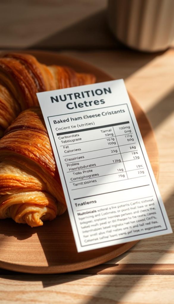 Nutrition information of baked ham and cheese croissants