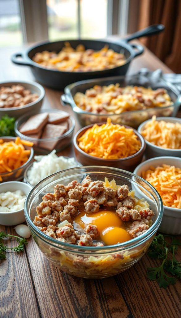 ingredients for sausage hash brown casserole